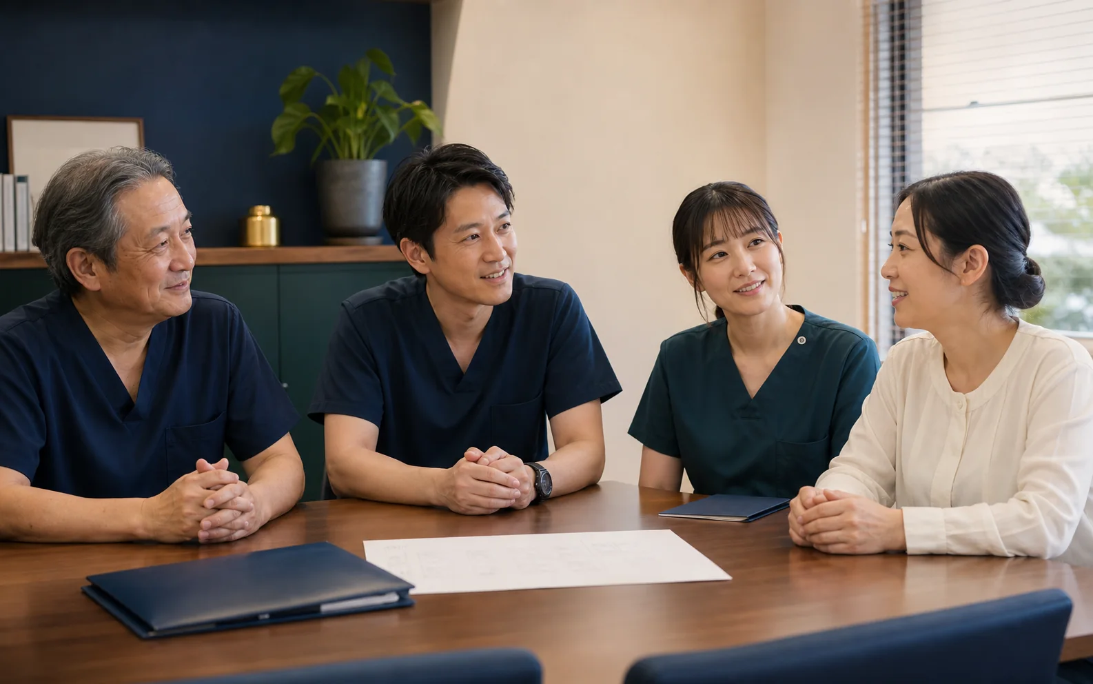 医療従事者と承継後の運営について話し合う様子